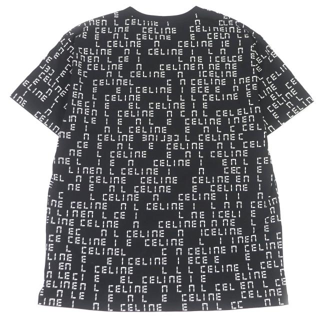極美品□CELINE セリーヌ 22AW 2X651637O コットン デジタルロゴプリント クルーネック ルーズ 半袖Ｔシャツ 黒 M イタリア製 正規品_2