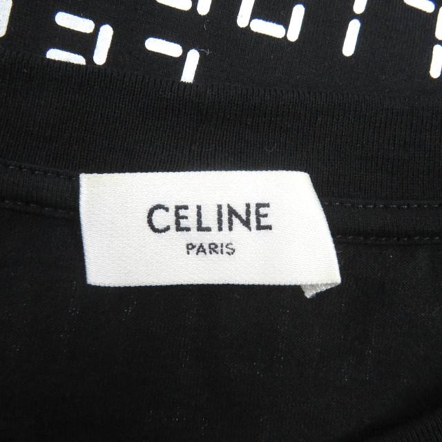 極美品□CELINE セリーヌ 22AW 2X651637O コットン デジタルロゴプリント クルーネック ルーズ 半袖Ｔシャツ 黒 M イタリア製 正規品_4