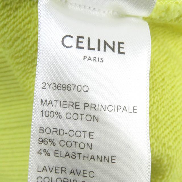 美品□CELINE セリーヌ 2Y369670Q ロゴプリント コットンフリース ルーズフーディー スウェットパーカー イエロー M イタリア製 正規品_6