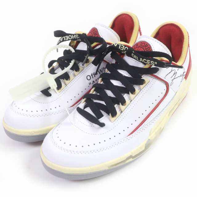 未使用品□ナイキ オフホワイト DJ4375-106 AIR JORDAN 2 RETRO LOW SP レザー ローカットスニーカー バーシティレッド ホワイト 25 箱付