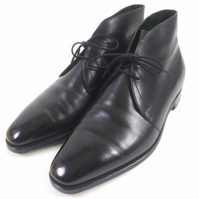 良品□John Lobb ジョンロブ DJ4375-106 ROMSEY 8000ラスト レザー アンクルブーツ チャッカーブーツ 黒 7 箱・保存袋付 イングランド製