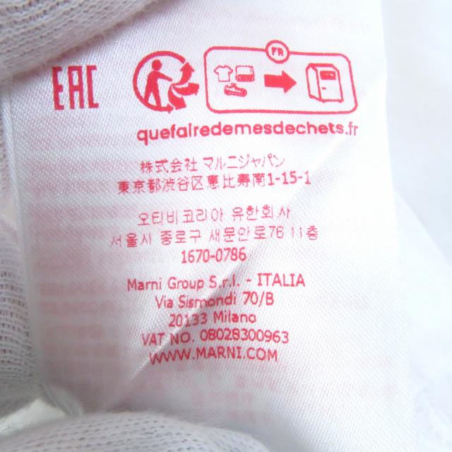 美品△マルニ フラミニアヴェロ 23SS コットン100% ロゴプリント クルーネック クロップド 半袖Ｔシャツ 白 マルチカラー 38 伊製 正規品_7