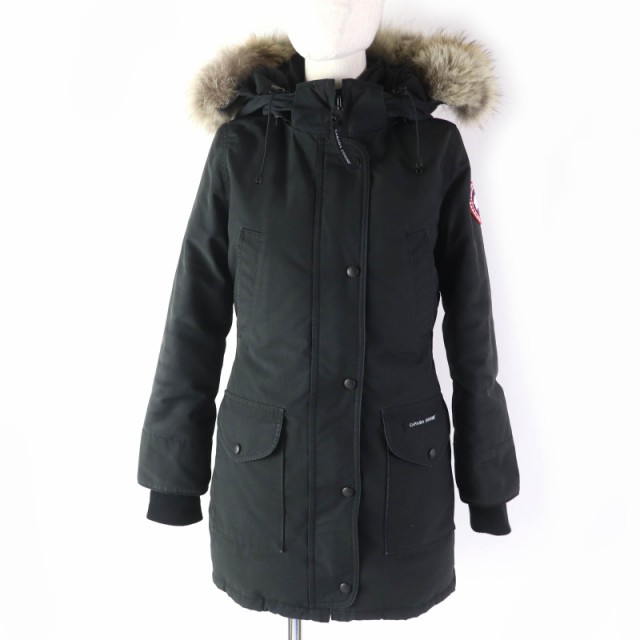 良品☆CANADA GOOSE カナダグース TRILLIUM PARKA トリリウムパーカー ファー・フード付 ダウンコート ブラック XS 正規品 レディース