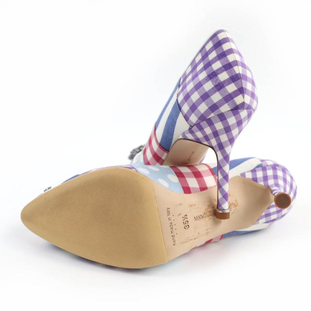 美品☆MANOLO BLAHNIK マノロブラニク ハンギシ パッチワーク パンプス 
