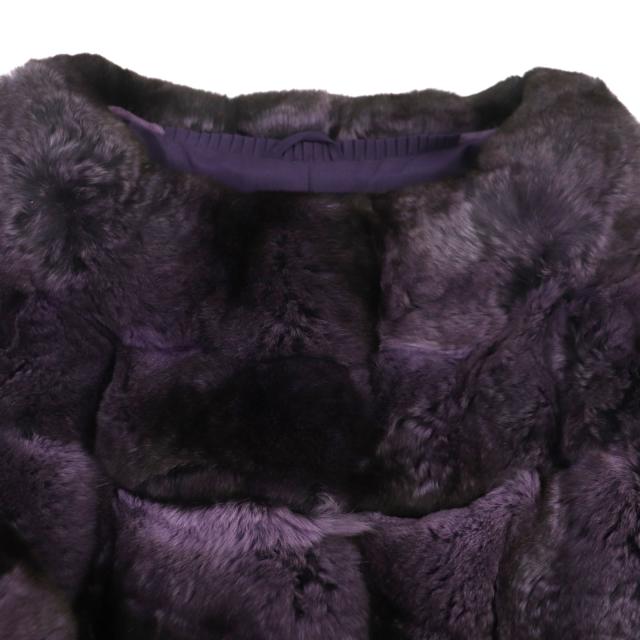 未使用品▼White Bear ホワイトベアー チンチラ 裏シルク100% ノーカラー 本毛皮ショートコート ジャケット ヴァイオレット F レディース 未使用品▽White Bear ホワイトベアー チンチラ 裏シルク100% ノー