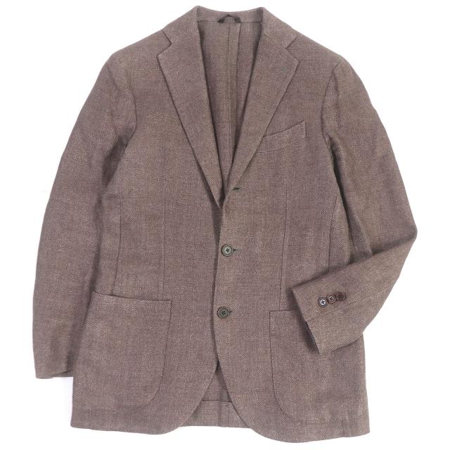 美品□ERRICO FORMICOLA/エリコフォルミコラ シングル アンコンジャケット テーラードジャケット ピンクブラウン 44 イタリア製 正規品