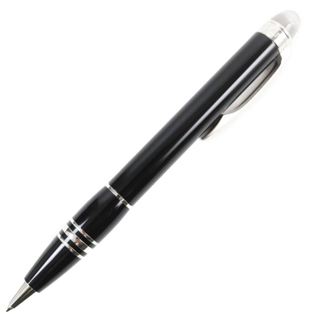 良品●MONTBLANC モンブラン スターウォーカー ホワイトスター ツイスト式 ボールペン ブラック シルバー ドイツ製 メンズ 筆記確認済み ボールペン