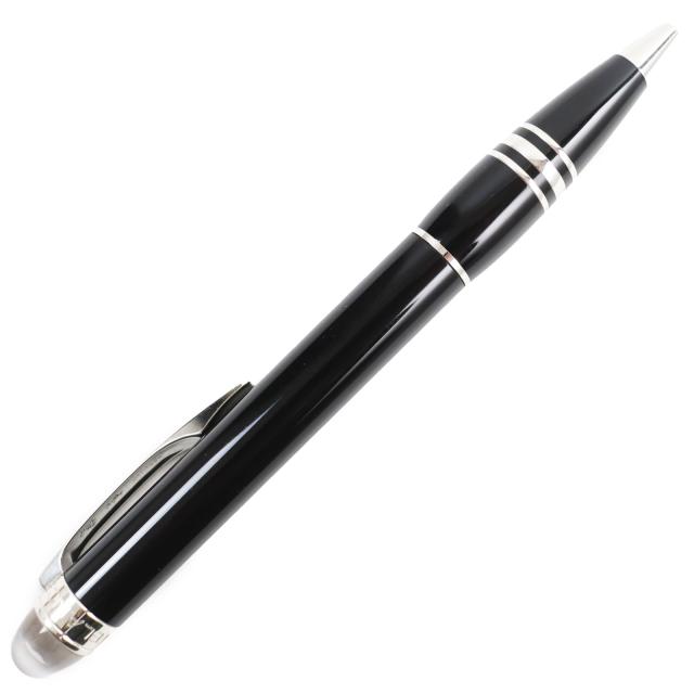良品●MONTBLANC モンブラン スターウォーカー ホワイトスター ツイスト式 ボールペン ブラック シルバー ドイツ製 メンズ 筆記確認済み ボールペン