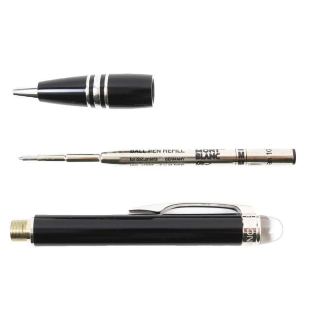 良品●MONTBLANC モンブラン スターウォーカー ホワイトスター ツイスト式 ボールペン ブラック シルバー ドイツ製 メンズ 筆記確認済み ボールペン
