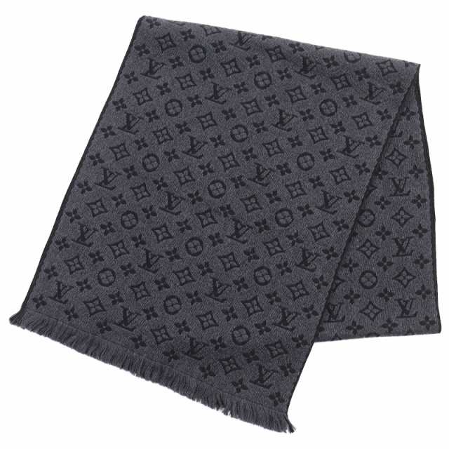 美品△LOUIS VUITTON ルイヴィトン 2022年製 M78526 モノグラム クラシック ウール100% ストール マフラー アントラシット 正規品 メンズ