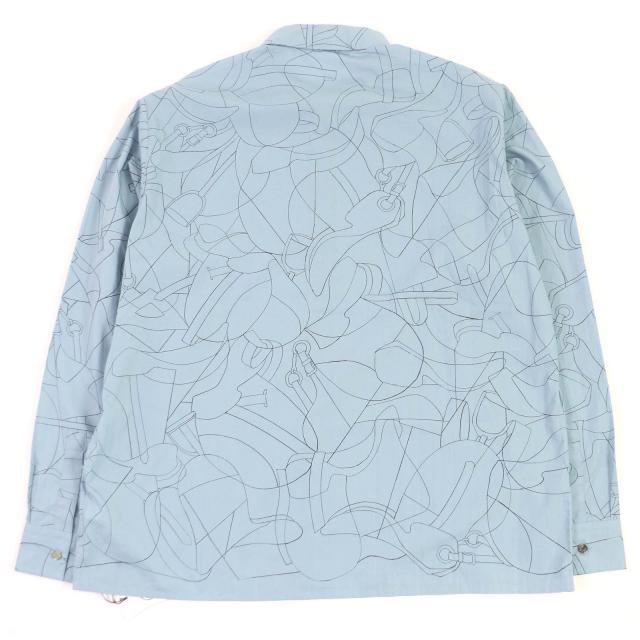 未使用品□HERMES エルメス 24SS Selles en Fragments Finesse セリエボタン スポーティーシャツ シエル・クーヴェル 44 正規品_2