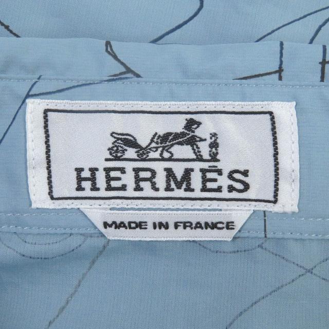 未使用品□HERMES エルメス 24SS Selles en Fragments Finesse セリエボタン スポーティーシャツ シエル・クーヴェル 44 正規品_5