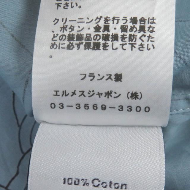 未使用品□HERMES エルメス 24SS Selles en Fragments Finesse セリエボタン スポーティーシャツ シエル・クーヴェル 44 正規品_8