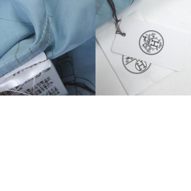 未使用品□HERMES エルメス 24SS Selles en Fragments Finesse セリエボタン スポーティーシャツ シエル・クーヴェル 44 正規品_9