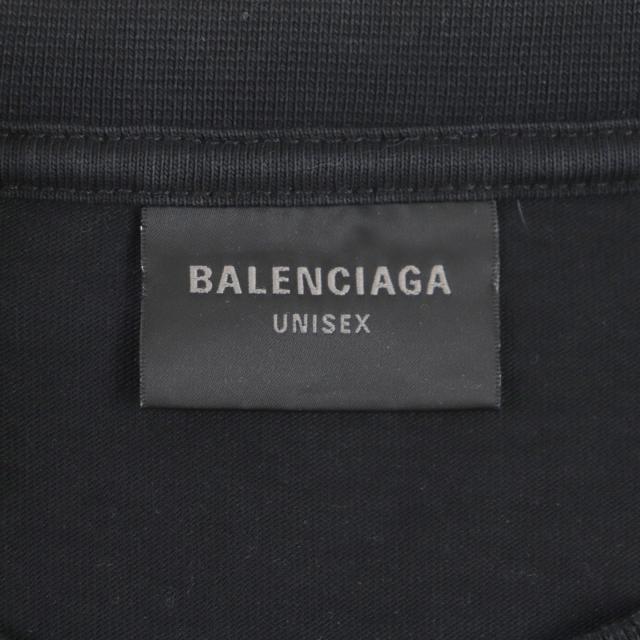 美品▼BALENCIAGA バレンシアガ 22SS 651795 ダメージ加工 ロゴプリント オーバーサイズ 半袖Ｔシャツ ブラック XXS 正規品 メンズ
