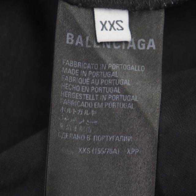 美品▼BALENCIAGA バレンシアガ 22SS 651795 ダメージ加工 ロゴプリント オーバーサイズ 半袖Ｔシャツ ブラック XXS 正規品 メンズ