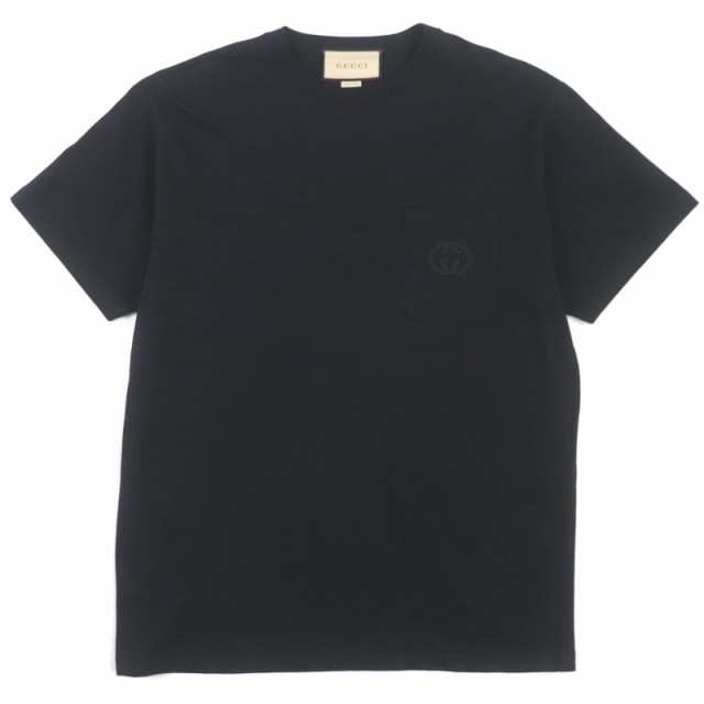 極美品▼GUCCI グッチ 24SS 774347 インターロッキングGパッチ付 コットンジャージ 半袖Ｔシャツ ブラック S 正規品 メンズ