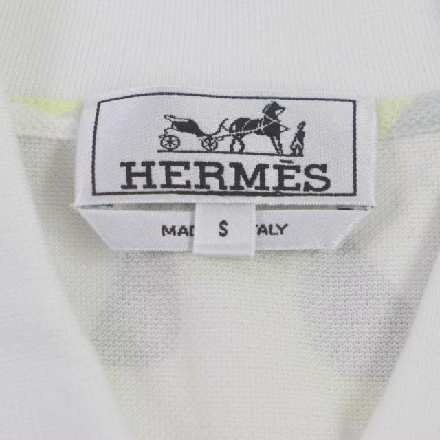 未使用品▼HERMES エルメス 23SS パネル・ヴェジェタル コットン100% 鹿の子生地 総柄 ショートスリーブ 半袖ポロシャツ S 正規品 メンズ_4