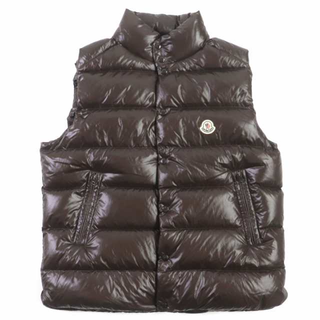 極美品▼MONCLER モンクレール 2023年製 TIBB ロゴワッペン付き ハイネック WZIP ジレ ダウンベスト ダークブラウン 5 ハンガー付 正規品