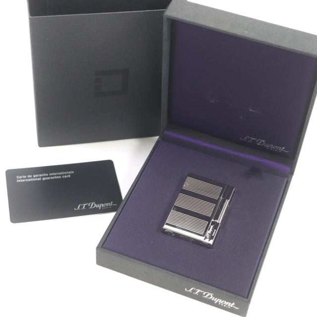 外装極美品□Dupont デュポン ギャッツビー ストライプ スクエア型 ローラー式 喫煙具 ガスライター シルバー フランス製 メンズ 着火不可_1