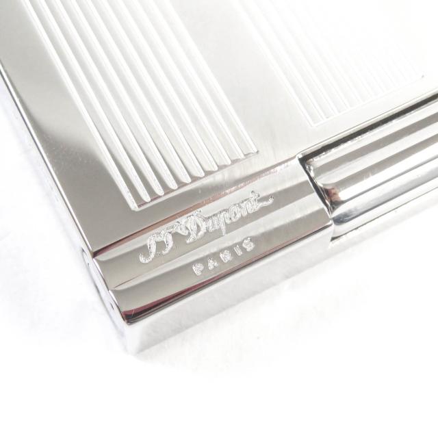 外装極美品□Dupont デュポン ギャッツビー ストライプ スクエア型 ローラー式 喫煙具 ガスライター シルバー フランス製 メンズ 着火不可_6