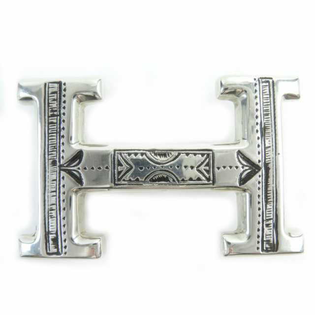 美品△HERMES エルメス Touareg Buckle トゥアレグ・バックル Hロゴ SV925 ベルト小物 シルバー 保存袋付き 重量45.5g メンズ オススメ◎