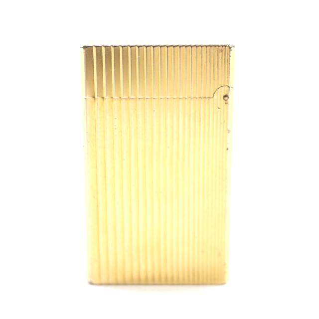 良品▼Dupont デュポン ラインD スクエア ストライプ ローラー式 ガス ライター ゴールド フランス製 メンズ 着火確認済み_1