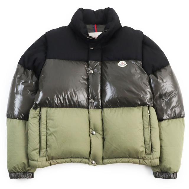 美品●MONCLER モンクレール 2021年製 1A00044 AVEILLAN ロゴワッペン付き 2WAY ダウンジャケット カーキ 2 正規品 メンズ 定価238700円