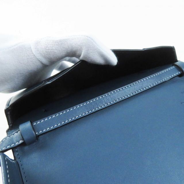 ロエベ】アナグラム レザーポーチ 保存袋付き LOEWE 青 レザー 二