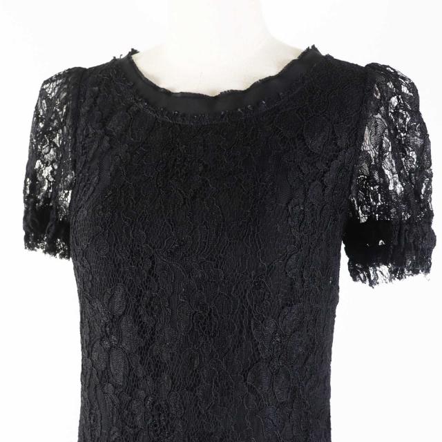 美品◎DOLCE&GABBANA ドルチェ＆ガッバーナ F6X77T／FLMP9-E シルク混 総レース 半袖 ワンピース／ドレス ブラック 36 イタリア製 正規品_1