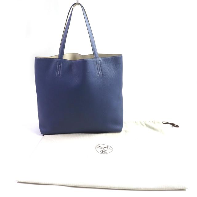 極美品▽HERMES エルメス ドゥブルセンス45 ブルーブライトン べトン 