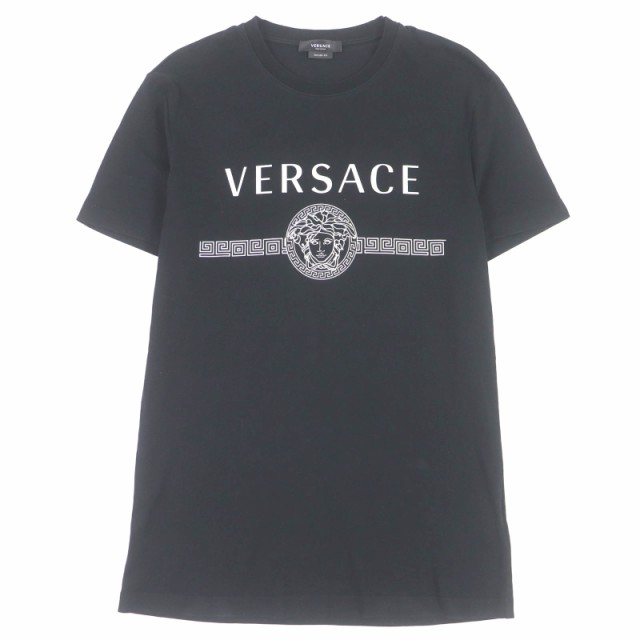 美品□VERSACE ヴェルサーチ 2021年製 TAYLOR FIT メデューサ ロゴプリント クルーネック 半袖Ｔシャツ ブラック S イタリア製 メンズ