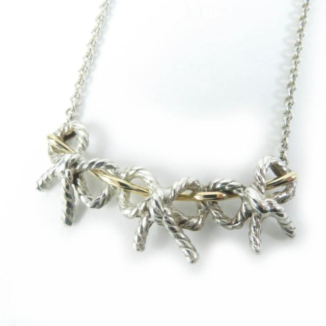 美品☆TIFFANY&Co. ティファニー トリプルリボン ネックレス アクセサリー SV925 750 シルバー ゴールド 重量5.7g レディースの通販は