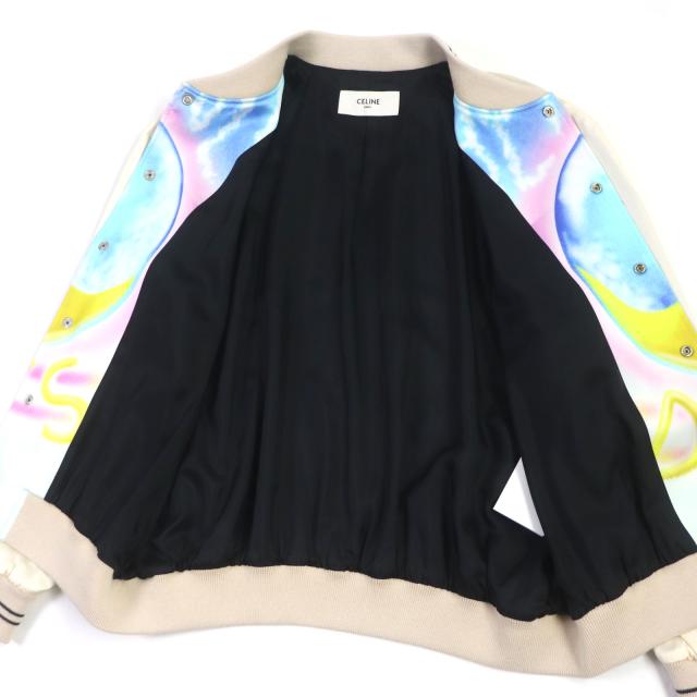 極美品▽CELINE セリーヌ 2V28H353Q Teddy Jacket With Satin Artist
