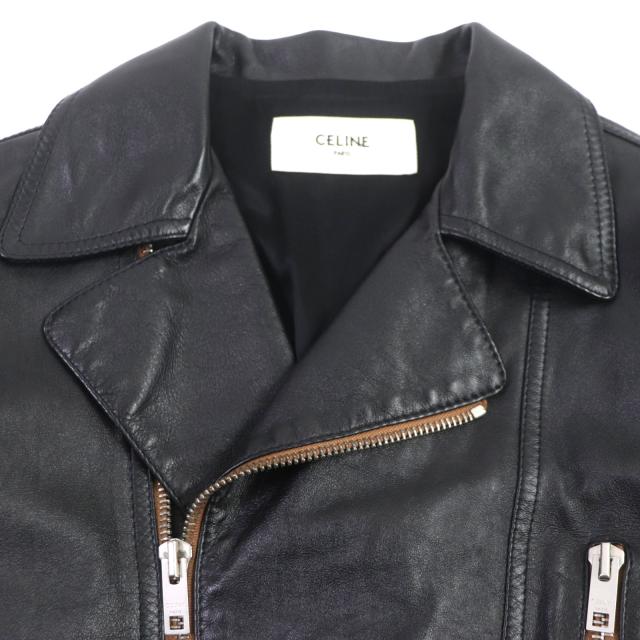 極美品▼CELINE セリーヌ 20SS 2E467297D エディ期 ウォッシュド カーフスキン ライダースジャケット ブラック 48 正規品 メンズ_1