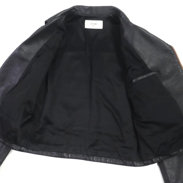 極美品▼CELINE セリーヌ 20SS 2E467297D エディ期 ウォッシュド カーフスキン ライダースジャケット ブラック 48 正規品 メンズ_3