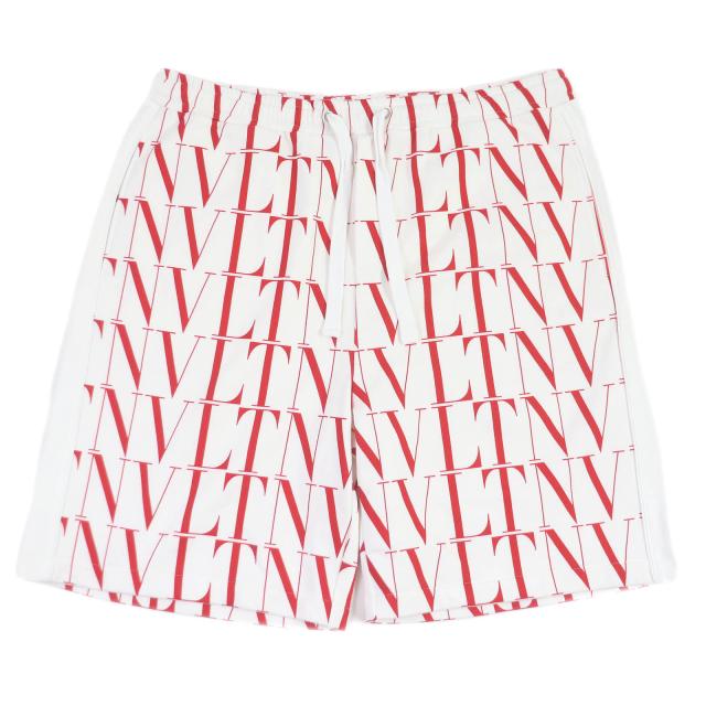 極美品□VALENTINO ヴァレンティノ 21SS VLTNロゴ 総柄 BIG SIZE ハーフパンツ イージーパンツ ホワイト 3XL イタリア製 正規品 メンズの通販は