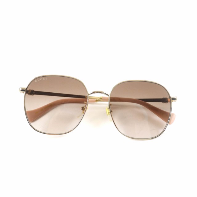 美品★GUCCI グッチ GG1142SA-002 アジアンフィット サングラス アイウェア ゴールド ピンク 56□18-145 日本製 レディースの通販は