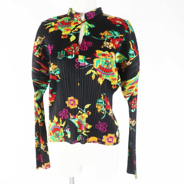 極美品◎PLEATS PLEASE プリーツプリーズ イッセイミヤケ 98年製 PP81-JK590 中国 獅子 縁起柄 トップス ブラック マルチ 3 日本製 正規品の通販は
