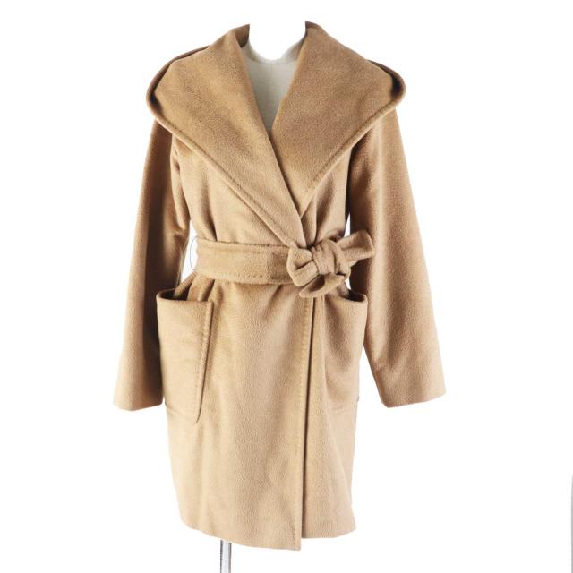 極美品◎Max Mara マックスマーラ 10862963 白タグ リアルト キャメル100％ ベルト付 コート キャメル 34 イタリア製 正規品 レディースの通販は