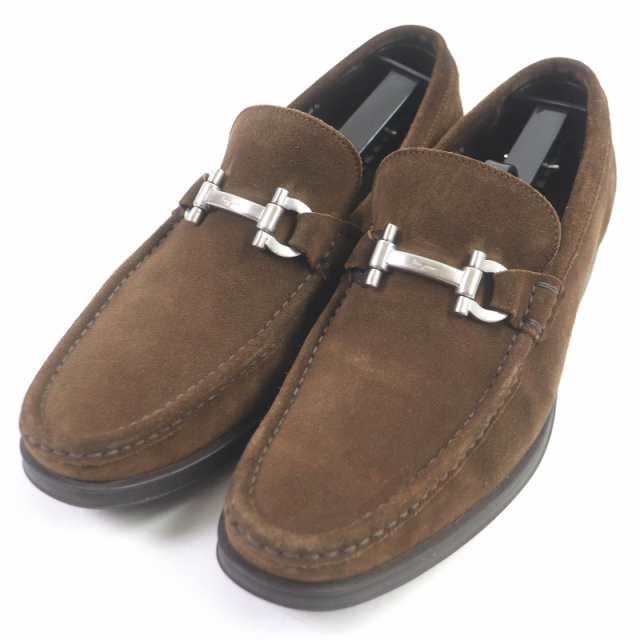 美品□Salvatore Ferragamo サルヴァトーレフェラガモ ガンチーニ シルバー金具 スウェードレザー ビットローファー ブラウン 6.5 伊製の通販は 14,652円