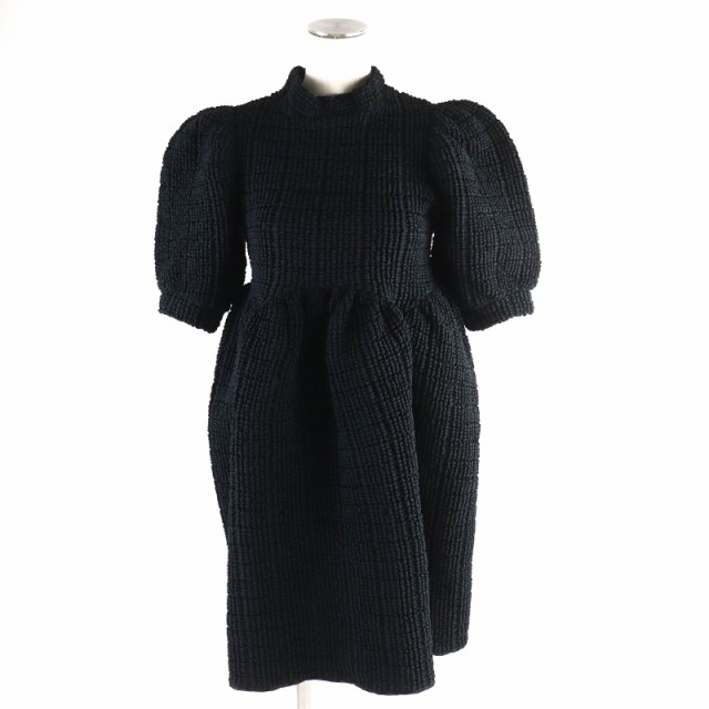 極美品△CECILIE BAHNSEN セシリーバンセン UMA DRESS ハイネック パフスリーブ デザイン ワンピース ブラック UK8/US4 レディース