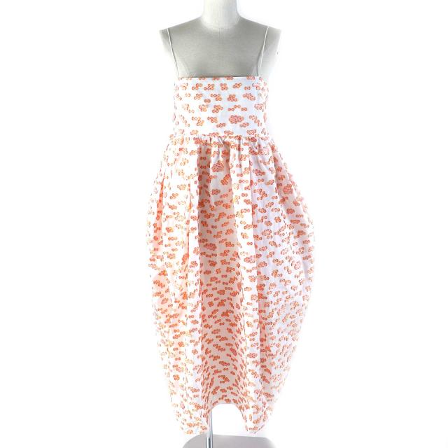 極美品△CECILIE BAHNSEN セシリーバンセン JILLY DRESS 花柄 フィルクーペドレス ノースリーブ ワンピース オレンジ ホワイト UK14/US10の通販は 46,200円