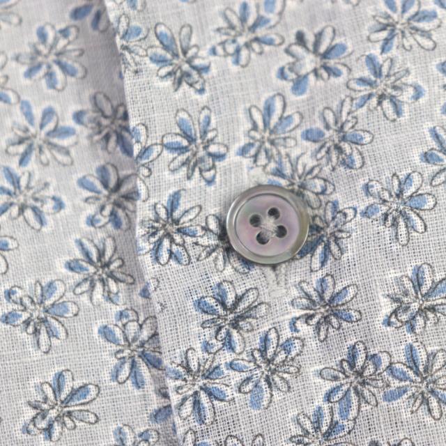 美品☆エルメス　長袖 シャツ　シェーヌダンクル柄　総柄 セリエボタン　ロゴ39白 美品☆エルメス 長袖 シャツ シェーヌダンクル柄 総柄 セリエ