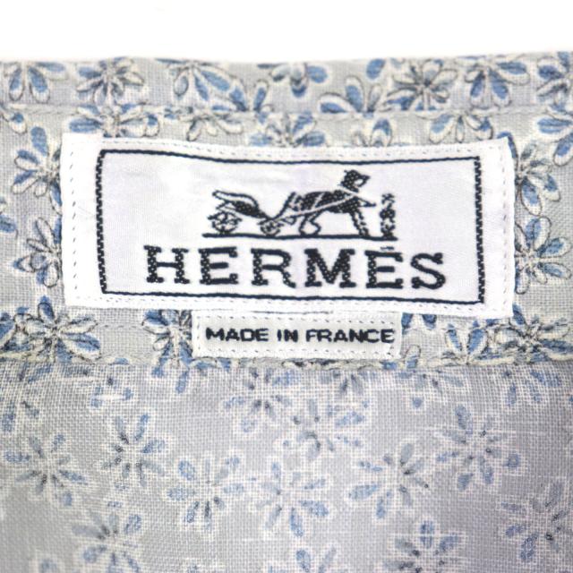 Bushoo様　美品HERMES 長袖ドレスシャツ ライトブルーリネン混42 Bushoo様 美品HERMES 長袖ドレスシャツ ライトブルーリネン混42