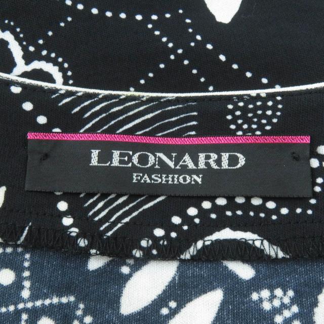極美品☆LEONARD FASHION レオナール ファッション 0330802 コットン100％ 総柄 ノースリーブ ワンピース ブラック 40 正規品 レディース_4