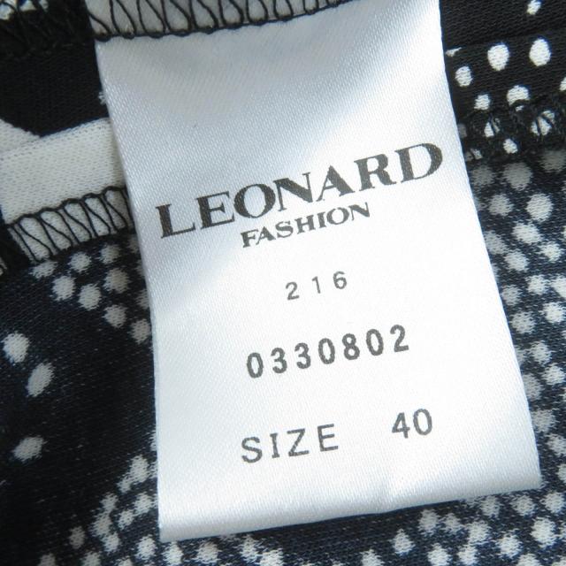 極美品☆LEONARD FASHION レオナール ファッション 0330802 コットン100％ 総柄 ノースリーブ ワンピース ブラック 40 正規品 レディース_5