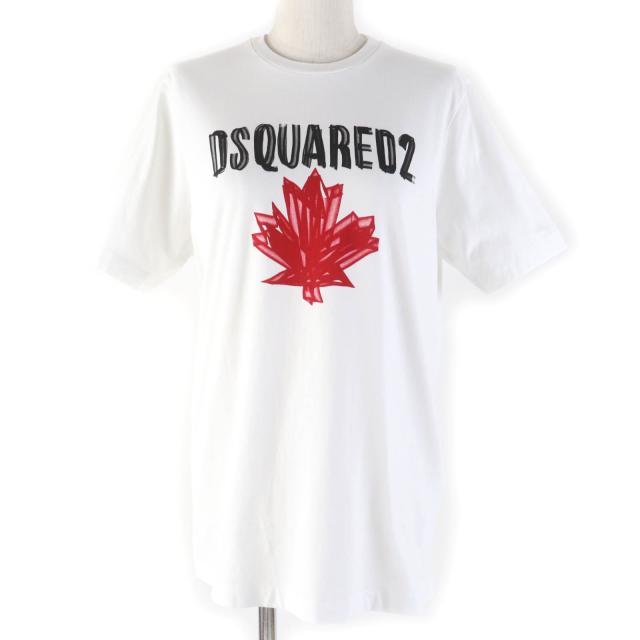 極美品☆DSQUARED2 ディースクエアード 21SS S75GD0156 コットン ロゴ入り ショートスリーブ 半袖Ｔシャツ ホワイト M 正規品 レディースの通販は 14,454円