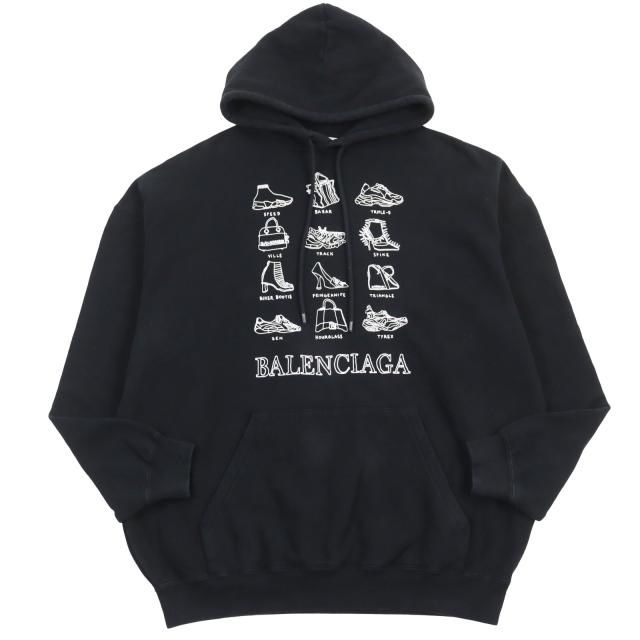 良品●BALENCIAGA バレンシアガ 2020年製 578135 モチーフプリント ミディアムフィット パーカー XS メンズ