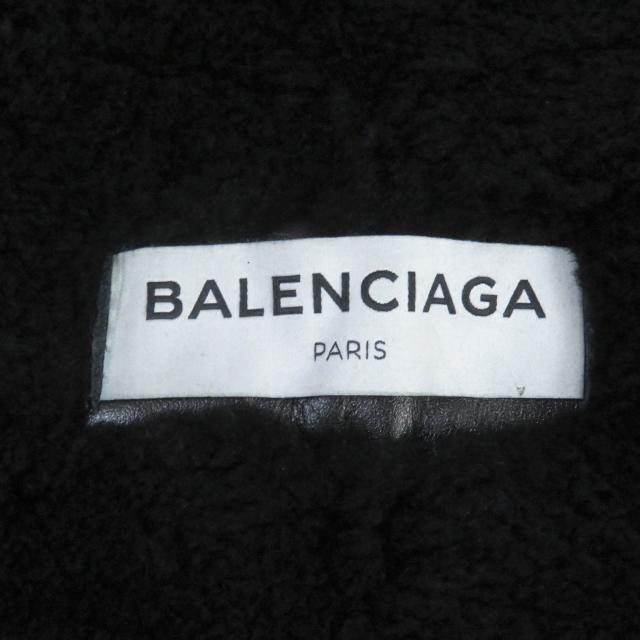 極美品□BALENCIAGA バレンシアガ 436548 Bombardier Shearling Jacket 羊革 襟元ロゴ ムートン フライトジャケット ブラック 36 正規品